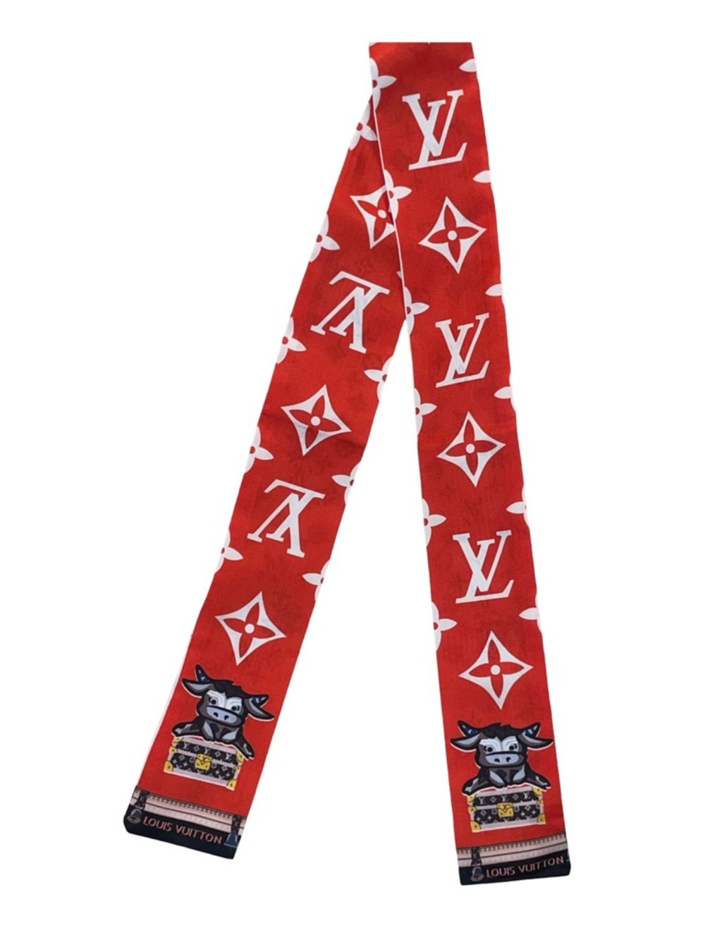 Louis Vuitton Red and White Monogram Fashion Twilly ❤️ - Picture 3 of 3